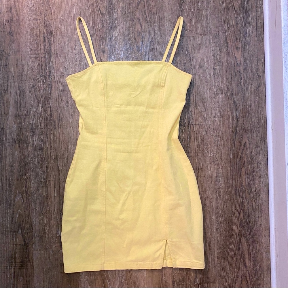 H&M Women’s Yellow Denim Bodycon Dress Size S